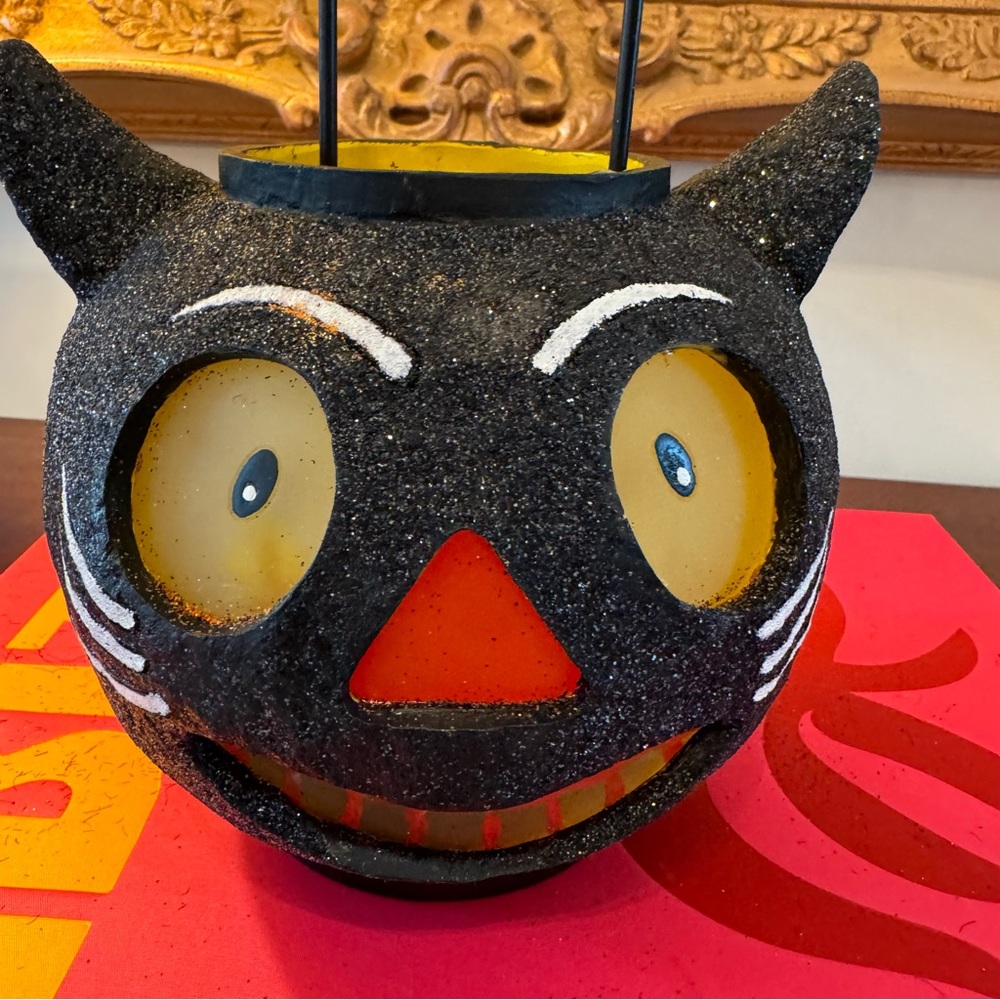 Vintage Illuminations Black Cat Votive Lantern Halloween